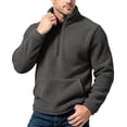 thumbnail image 2 of Atkumj Fleece Quarter Zip Pullover Men with Kangaroo Pocket Warm Comfortable Solid Color Sweatshirts Casual Stand Collar Long Sleeve Sweatshirt L, 2 of 10