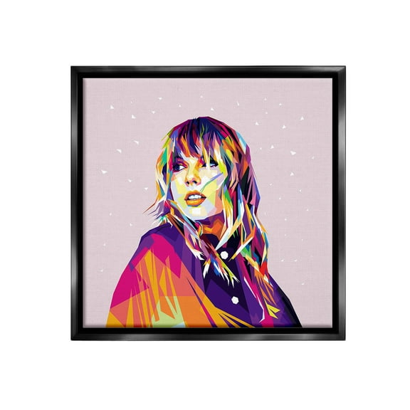 Stupell Industries Geometric Pattern Taylor Abstract Painting Black Floater Framed Canvas Art Print Wall Art, 18 x 18