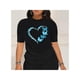 thumbnail image 1 of Playful Charm Women's Casual Butterfly Heart Pattern T-Shirt Short Sleeves Polyester Blend Womenswear Love, 1 of 7