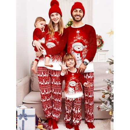 

AMILIEe Family Christmas Pyjamas Set Men Women Girl Boy Long Sleeve Tops Pants Sleepwear Set