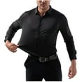 thumbnail image 2 of Stamzod Mens Shirts Fashion Solid Color Turndown Long Sleeve Button Down Shirt Men formal Casual Dress Shirts Black L, 2 of 10