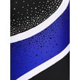 thumbnail image 6 of TiaoBug Women Shiny Rhinestone Gymnastics Leotard Bodysuit Full Length Figure Skating Jumpsuit Blue M, 6 of 7
