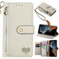 thumbnail image 1 of Wallet Case for Google Pixel 8 Pro Women Men, Durable PU Leather Magnetic Flip Lanyard Strap Wristlet Zipper Card Holder Kickstand Wallet Phone Case Cover Full Body Protection, Gray, 1 of 8