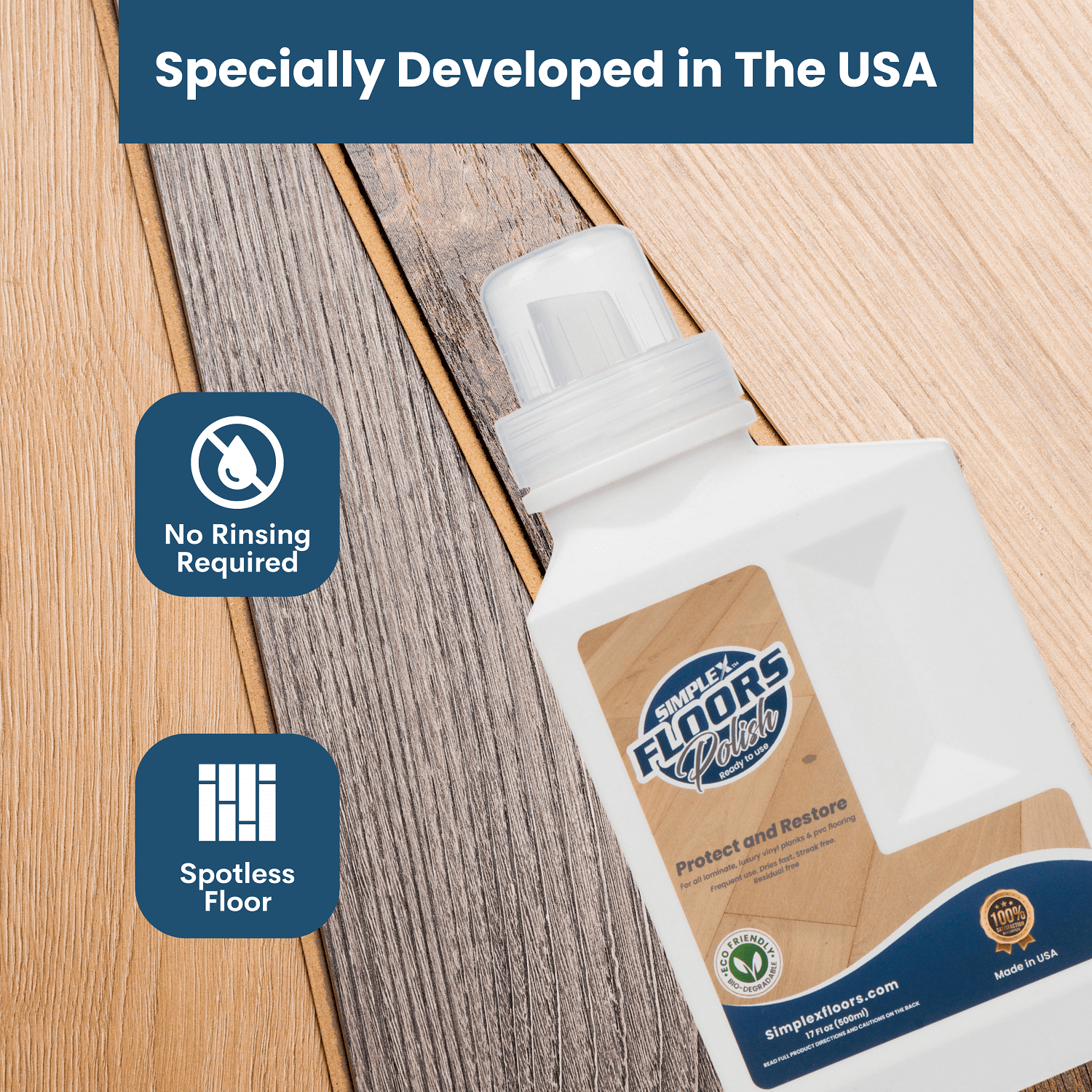 Simplex Floors Floor Refresher | Laminate, Luxury Vinyl Planks & PVC Flooring | Made in the USA | 17 fl.oz