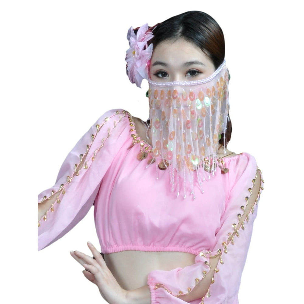Bellylady Bellylady Belly Dance Face Veil With Beads Style B Pink 