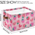 thumbnail image 4 of Storage Basket Strawberry Flower Pink Foldable Canvas Laundry Baskets Bin Waterproof Inner Layer with Sturdy Handles for Toy Nursery Blanket Clothes 1 Pack, 4 of 7