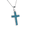 Blue Turquoise, variant on Blue Created Opal Cross Pendant Necklace, 925 Sterling Silver 18 inch Chain