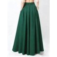 thumbnail image 2 of Womens Emerald Green Flowing Maxi Skirt A-Line Casual Solid Color, 2 of 4