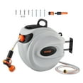 thumbnail image 1 of VEVOR Retractable Hose Reel 84 ft x 5/8 inch Wall-Mounted, Automatic Rewind with 9-Pattern Nozzle (1 Count), 1 of 9
