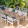 thumbnail image 2 of Easter Bunny Table Cloths for 3 Foot Rectangle Tables, Colorful Eggs Spring Tulips Flower Grey Wooden Patio Waterproof Elastic Fitted Tablecloths, Washable Rectangular Table Cover for Camping, 2 of 8