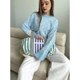 thumbnail image 5 of Womens Long Sleeve Sweater Autumn Oversized Cropped Sweaters Casual Sailboat Print Crewneck Knit Tops Sky Blue S, 5 of 7