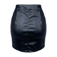 thumbnail image 3 of Falda casual de piel sintética para mujer, falda cruzada, estilo streetwear, falda ajustada estilo Y2K. Negro, 3 of 9