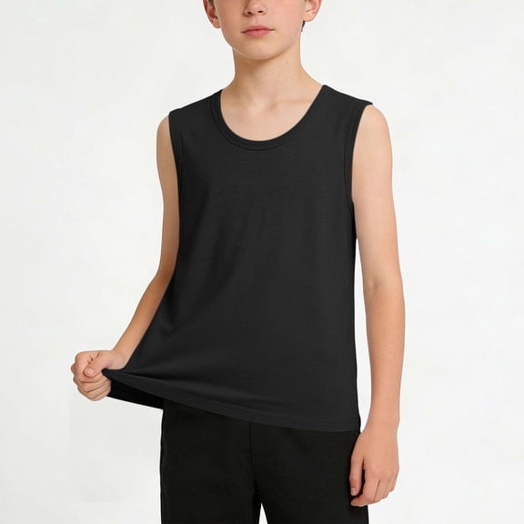 Mifsaly Boys Athletic Tank Tops Kids Sleeveless Workout Undershirt Loose Fit Breathable Activewear Crewneck Muscle Shirts