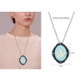 thumbnail image 5 of Vintage Inspired Sparkly Crystal Rhinestones Flower Cameo Frame Pendant Necklace Brooch Pin, Blue, 5 of 6