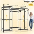 thumbnail image 3 of Exenoray 66.5" Heavy Duty Metal Closet Organizer, 650lbs Capacity Freestanding Wardrobe with 5 Hanging Rods, Adjustable Shelves & Anti-Tip Kit, Black, 3 of 8