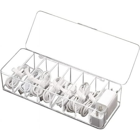 Electronic Organizer Cable Box Universal Electronic Accessories Storage Case with 8 Compartments for Charger Earphone USB SD Memory Card for Office Home Use