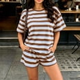 thumbnail image 2 of GUACER Summer Sets for Women 2 Piece Striped Short Sleeve Top and Pocket Shorts Sets Beach Casual Outfits, 2 of 9