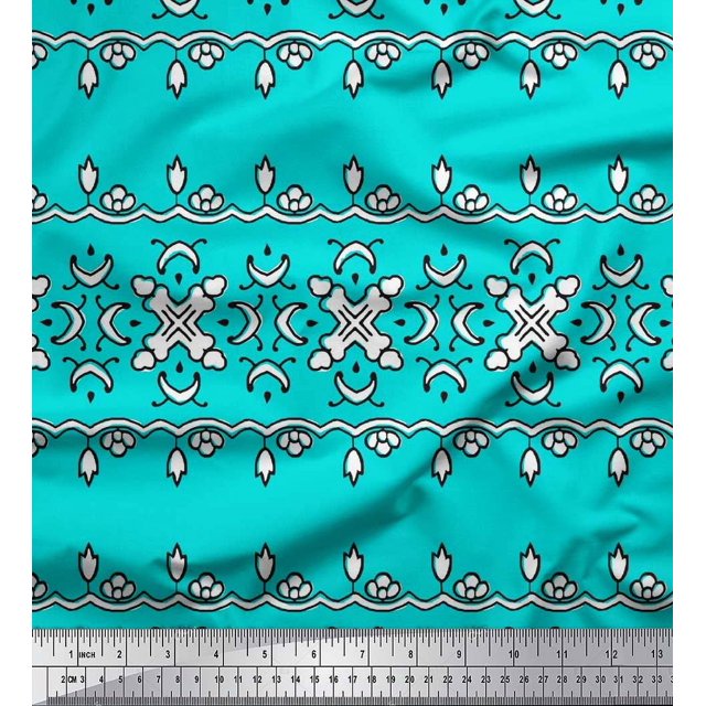 Soimoi Poly Georgette Fabric Floral Block Print Fabric by Yard 52 Inch Wide