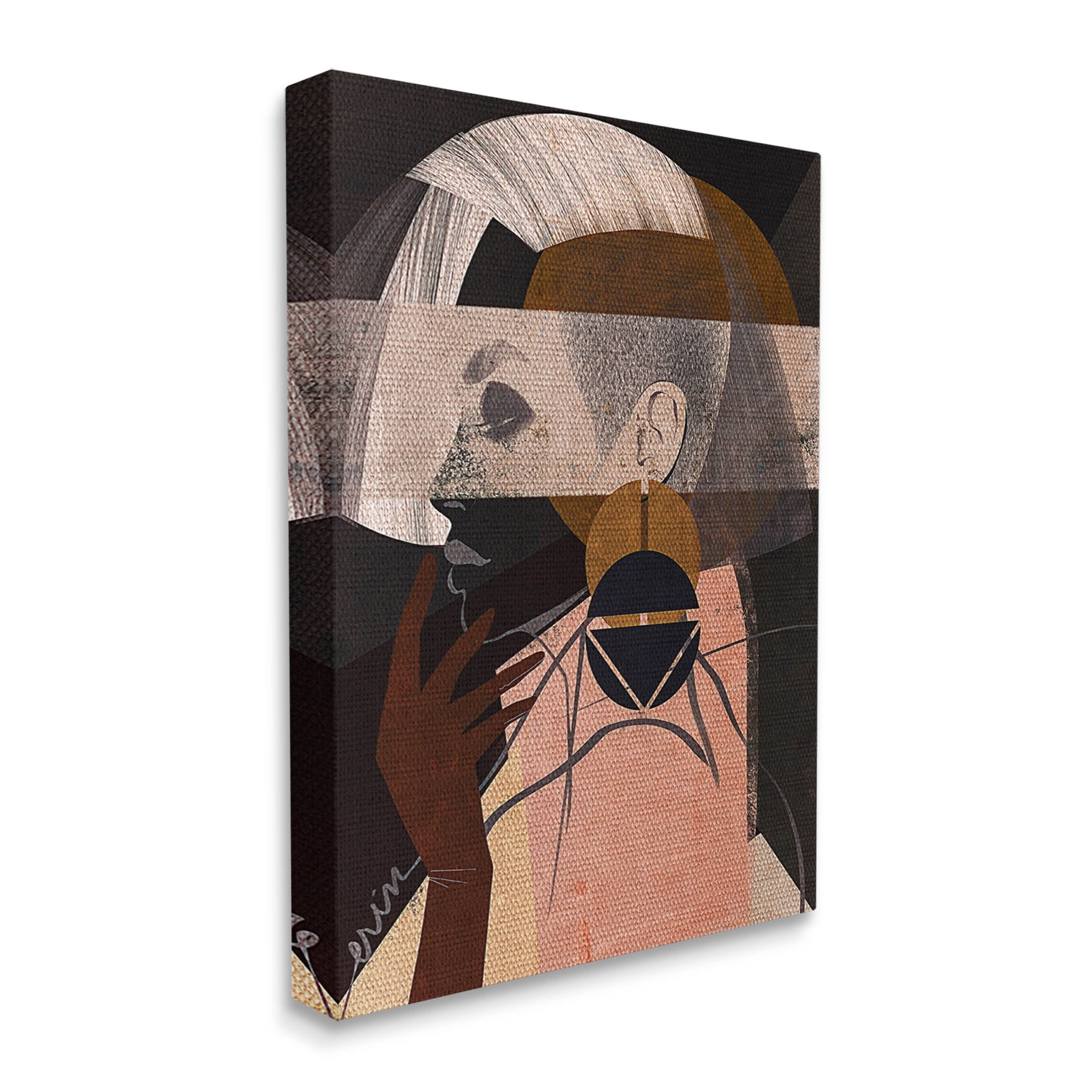 Layered Collage Woman Portrait Abstract Graphic Art Gallery Wrapped Canvas Print Wall Art
