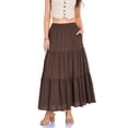 thumbnail image 5 of HBGVBA Women's Maxi Skirts,Ruffle Pleated Skirts,Solid Color Elastic Waist 3 Tier Skirt Linen with Pockets Long Skirts, 5 of 5