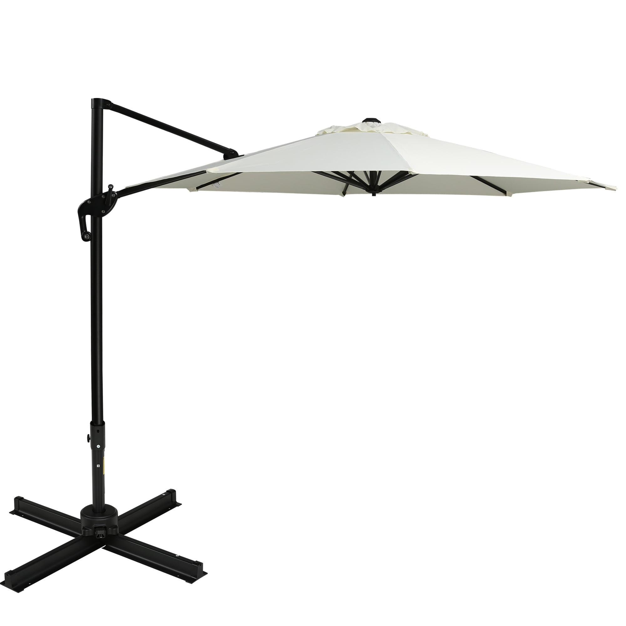 Outsunny 10' Hanging Tilt Offset Cantilever Patio Umbrella w/ Base Stand, UV Fighting Canopy