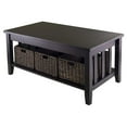thumbnail image 2 of Winsome Wood Morris Coffee Table with 3 Storage Baskets, Espresso Finish, 2 of 5