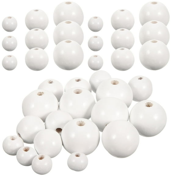 Masteelf White Wooden Beads for DIY Jewelry Making Craft Projects 150Pcs Round Loose Beads