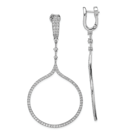 Ice Carats Designer Jewelry Gift Usa 925 Sterling Silver Cubic 925 Sterling Silver Cubic Zirconia Cz Large Hinged Hoop Drop Dangle Chandelier Earrings Ear Hoops Set