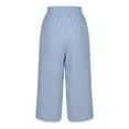 thumbnail image 5 of MIUOWANP Plus Size Women's Cropped Pants Wide Leg with Pockets Solid Color Drawstring Casual Long Pants Size XXXXL(16)Blue, 5 of 6