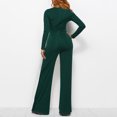 thumbnail image 6 of Riforla Jumpsuits for Women Casual Jumpsuits Loose Fit Belted Dressy Long Sleeve Crewneck Autumn Jumpsuit Long Wide Legs Formal Rompers Jumpsuits for Women Green M, 6 of 8