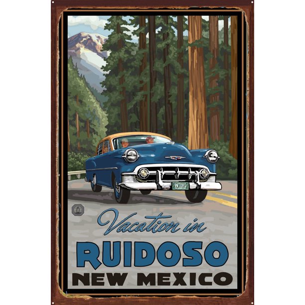 Ruidoso New Mexico Road Trip Woods Rustic Metal Art Print by Paul A. Lanquist (24" x 36