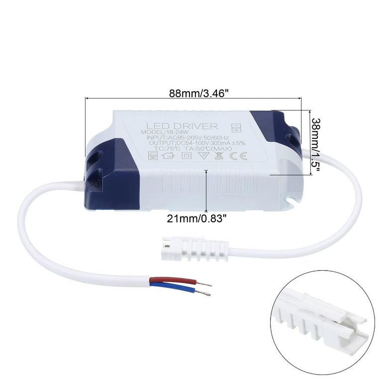 Uxcell 18-24W 300mA LED Driver AC 85-265V Output 54-100V DC Male