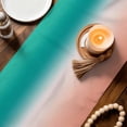 thumbnail image 3 of Teal Pink Ombre Table Runner 70 Inches, Modern Gradient Abstract Art Bed Runner Dresser Scarves Tabletop for Indoor Outdoor Parties/Ceremony/Banquet, 13" x 70", 3 of 9