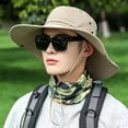 thumbnail image 2 of Men's Wide Brim Boonie Hat with Chin Strap - UPF 50+ Sun Protection, Quick-Dry & Breathable Outdoor Cap for Fishing, Hiking, Camping Khaki One Size, 2 of 4