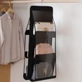 thumbnail image 3 of Organizador de bolso colgante con 6 bolsillos, soporte de almacenamiento de colección de bolsas transparentes (negro), 3 of 6
