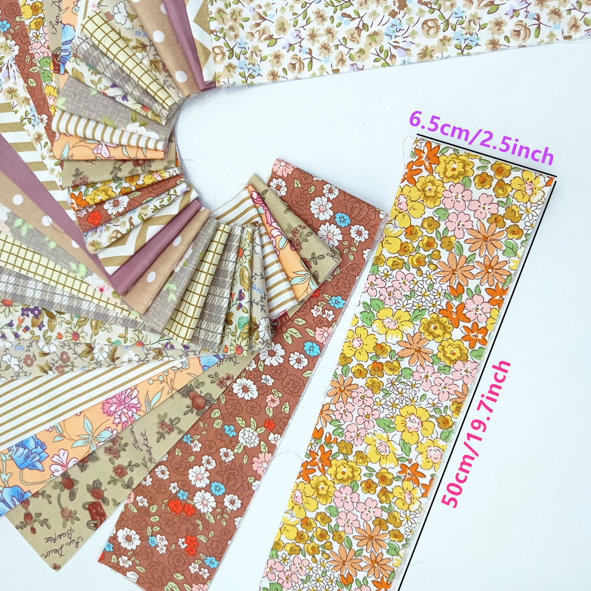 80 Pcs Jelly Roll Fabric Strips for Quilting Fabric, Sewing Supplies & DIY Crafts-2.6 Inch Precut Cotton Fabric Bundles, Perfect for Quilt Projects,Floral Patchwork Brown