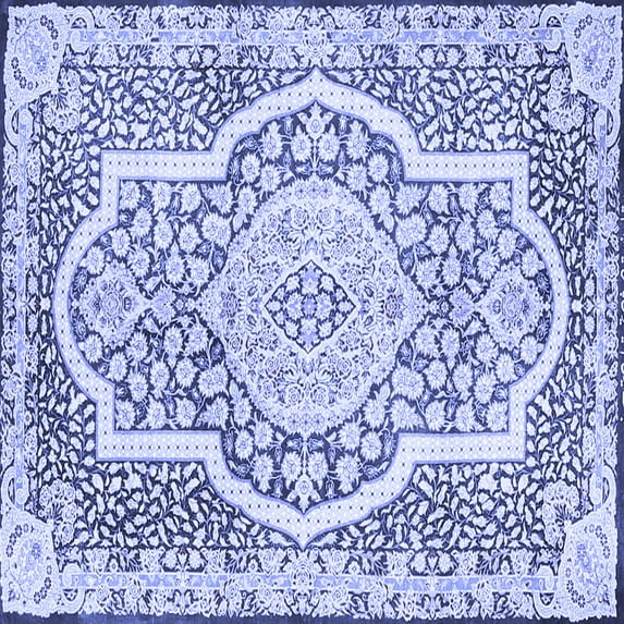 Ahgly Company Indoor Square Medallion Blue Traditional Area Rugs, 8' Square