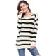 thumbnail image 1 of Suéter de rayas túnica con hombros descubiertos y cuello redondo para mujer blanco XL, 1 of 6