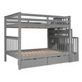 thumbnail image 5 of Full Over Full Bunk Bed with Shelves & 6 Storage Drawers, Solid Wooden Bunk Bed Frame with Storag Staircase & Safety Guardrail, Detachable Bunk Beds for Kids Teens Adults, Gray, 5 of 9