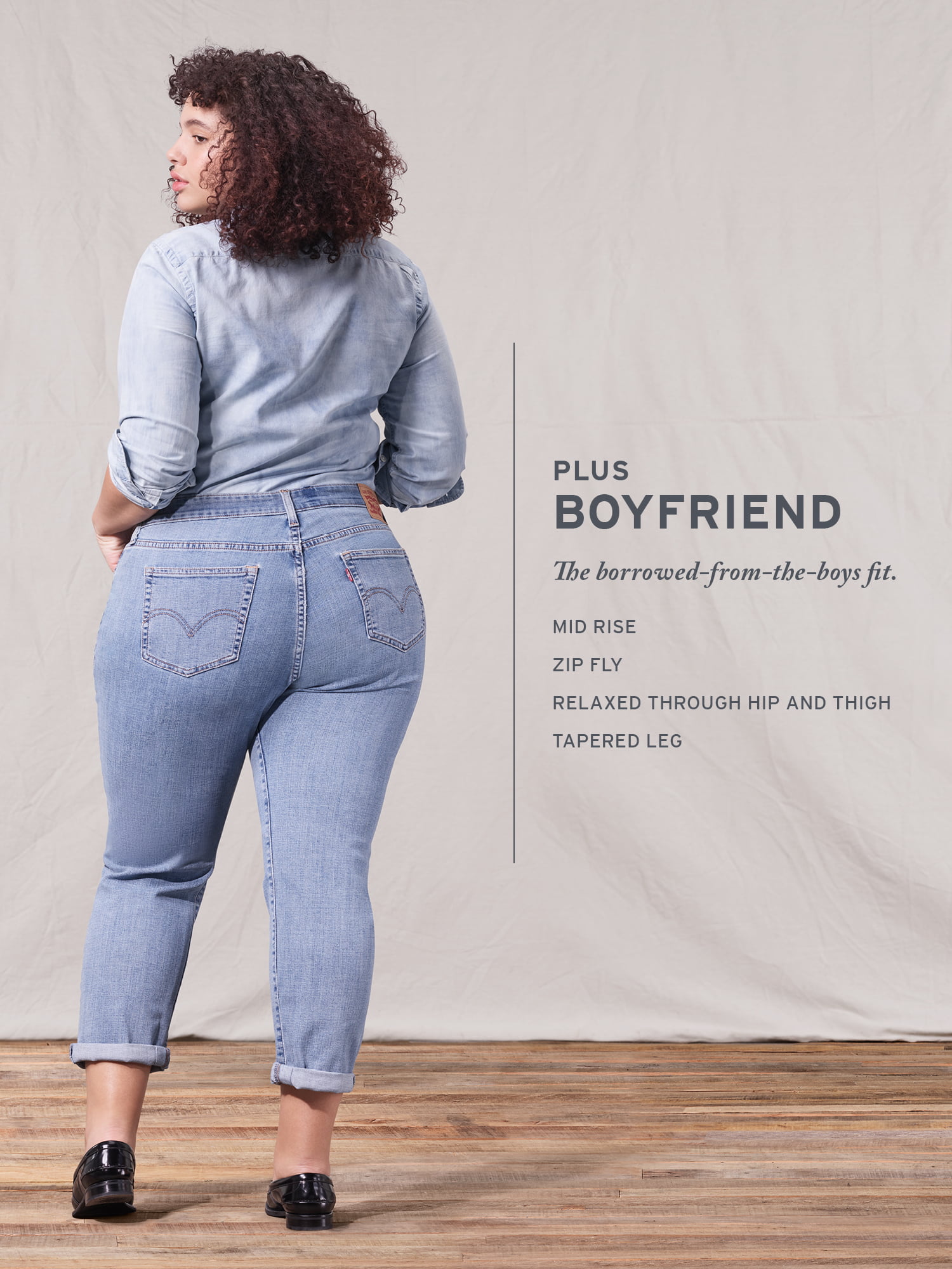 Levis Women's Plus Size Mid Rise Boyfriend Jeans 