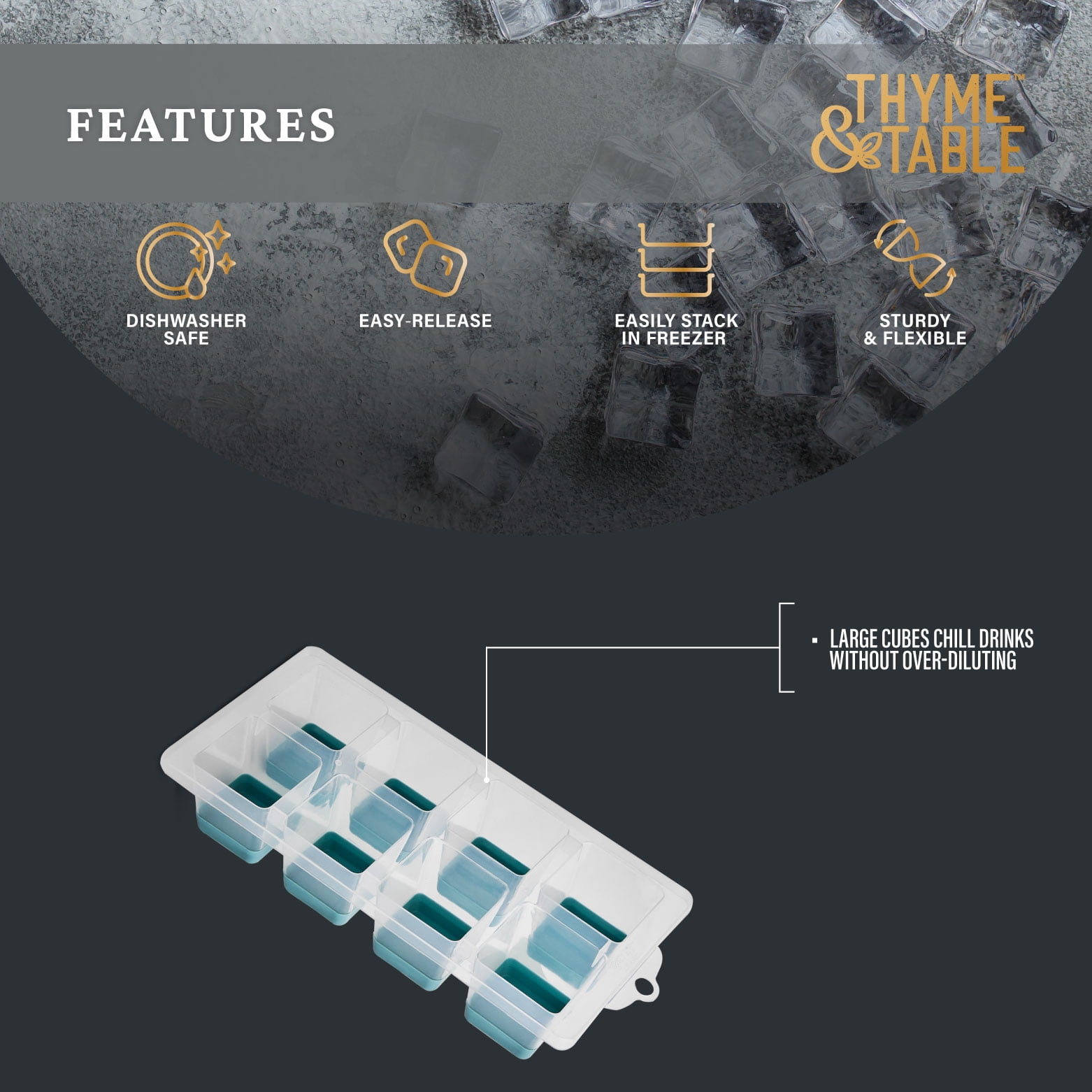 Thyme & Table 2-Piece Jumbo Pop-Out Ice Tray Set