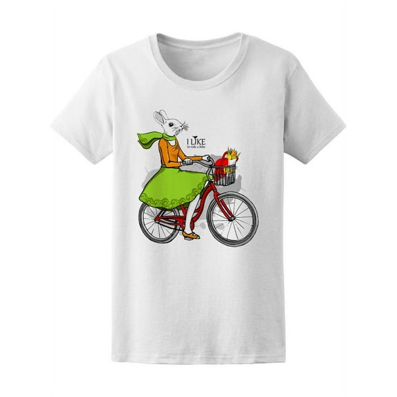 White Rabbit-Girl On A Bike T-Shirt Women -Image by Shutterstock, Female XX-Large