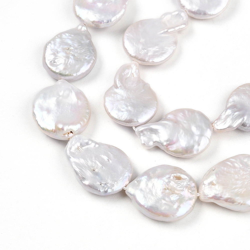 1 Strand Natural Nucleate Keshi Pearl Beads Strands Baroque Pearls Seashell Color 16~27x14~18x3.5~8mm Hole: 0.7mm about 20~23pcs/strand