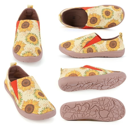 SunyaMood Women Art Painted Loafers Casual Travel Shoes Anti Slip Lightweight Walking Loafers Breathable Comfortable Boat Shoes Round Toe for Outdoor Travel