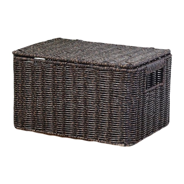 Cesta tejida para guardar cosas, cesta portátil para guardar artículos diversos, cesta de ratán sintético para guardar cosas, para despensa y revistas M