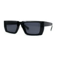 thumbnail image 2 of Womens Squared Rectangle Mod Plastic Retro Sunglasses All Black, 2 of 4