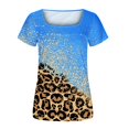 thumbnail image 3 of Hauts d'Été pour Femmes Sexy Mode Été Sexy Pli Imprimé Régulier Femmes Manches Courtes Col Rond Bouton Haut Hauts Manches Courtes pour Femmes Sexy Hauts d'Été pour Femmes, 3 of 5