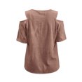 thumbnail image 6 of Setooff Womens Shirts, Cut Out Shoulder V Neck Short Sleeve Tops, Solid Oversized Tshirts for Women Casual Summer Blouse, 6 of 6