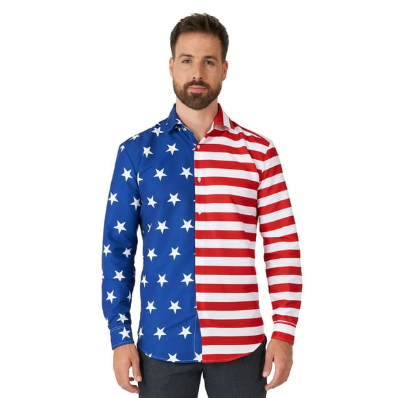 Suitmeister Chemise pour Homme avec Drapeau des États-Unis