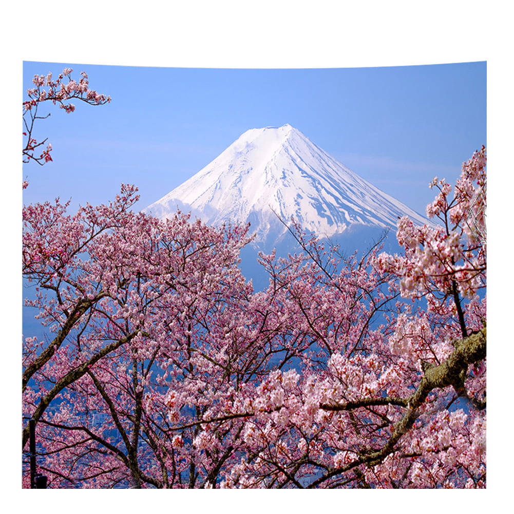  Japanese Watercolor Spring Tapestry Wall Hanging, Mount Fuji  with Cherry Blossoms Sakura Flower Wall Tapestry Art for Home Decorations  Dorm Decor Living Room Bedroom Bedspread, Wall Blanket, (60X40in) : Home 